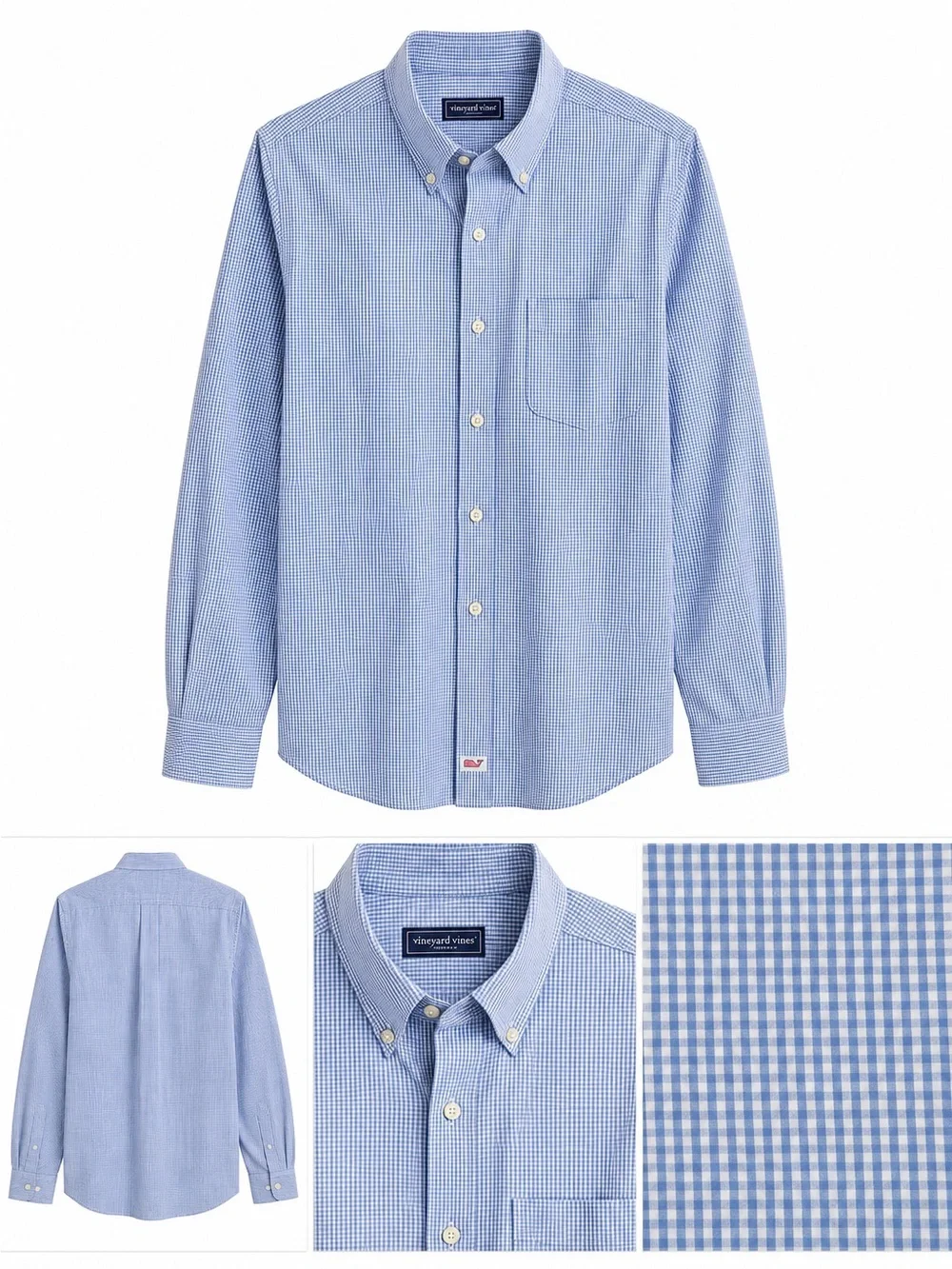 Vineyard Vines Murray Shirt Blue Gingham Button Down Mens L 100% Cotton Preppy